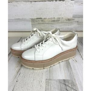 Dolce Vita Women’s 7.5 White Leather Toyah Platform Lace-Up Sneakers shoe